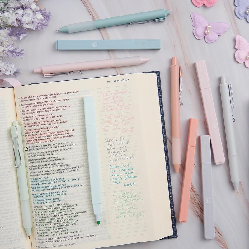 Believe - Aesthetic Highlighters and Gel Pens With Soft Ink And Tip, Bible Highlighters and Pens No Bleed, Dry Fast Easy to Hold, for Bible Journaling Planner School Supplies (Pastel) - Image 3